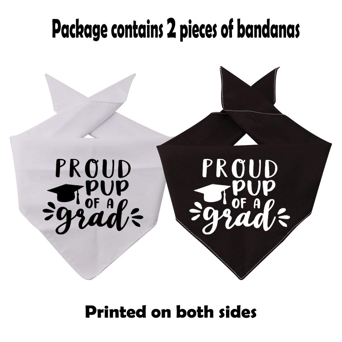 2 Pack Graduation Dog Pet Bandana Proud Pup Of A Grad Dog Bandana Graduation Announcement Gift (Proud Pup Of A Grad 2 Pack)