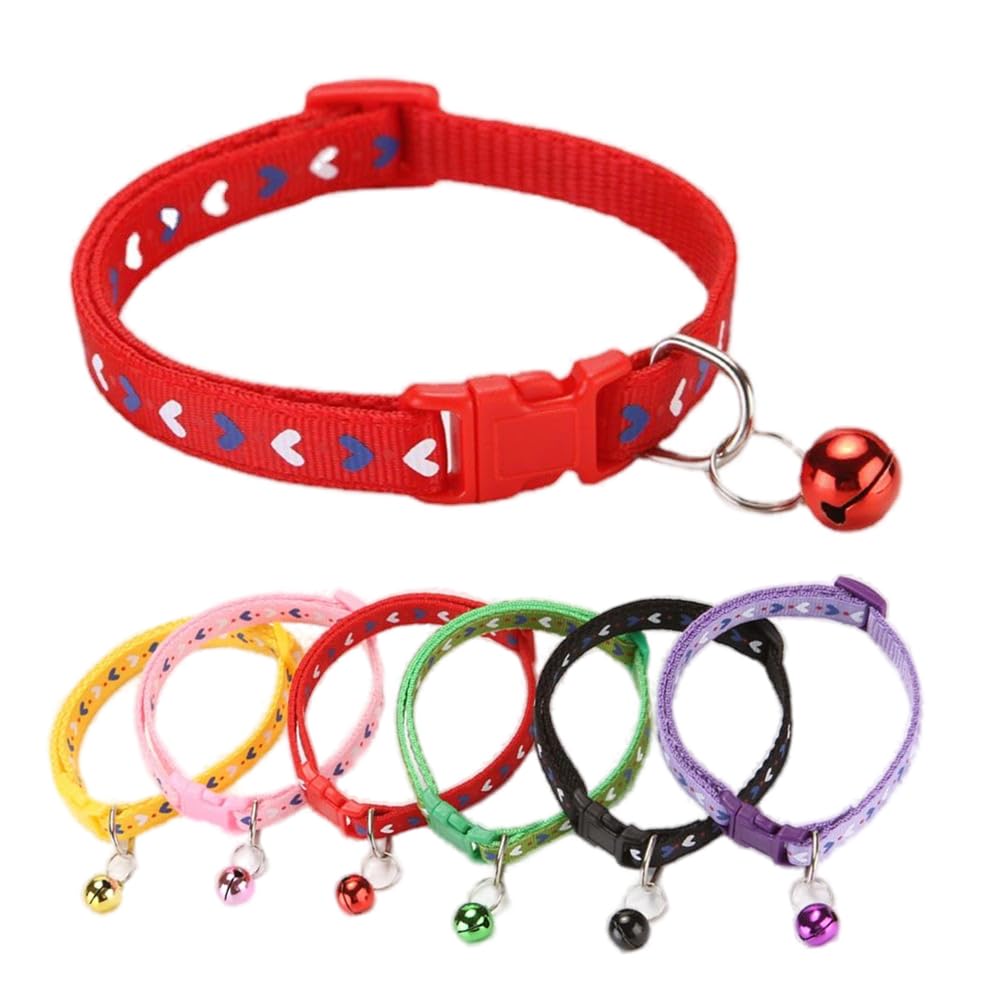Xxs Dog Collar With Bell,Soft Nylon Identification Red Cat Collar Girl Puppy Collar With Bells Adjustable Buckle For Xxs Xs Tiny