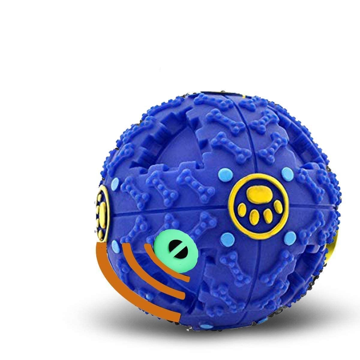 RvPaws Giant Size Musical Cum IQ Treat Dispenser Chew Ball/Bite Resistant/Training Toy for Dog/Puppy/Cat/Kitten (Blue).