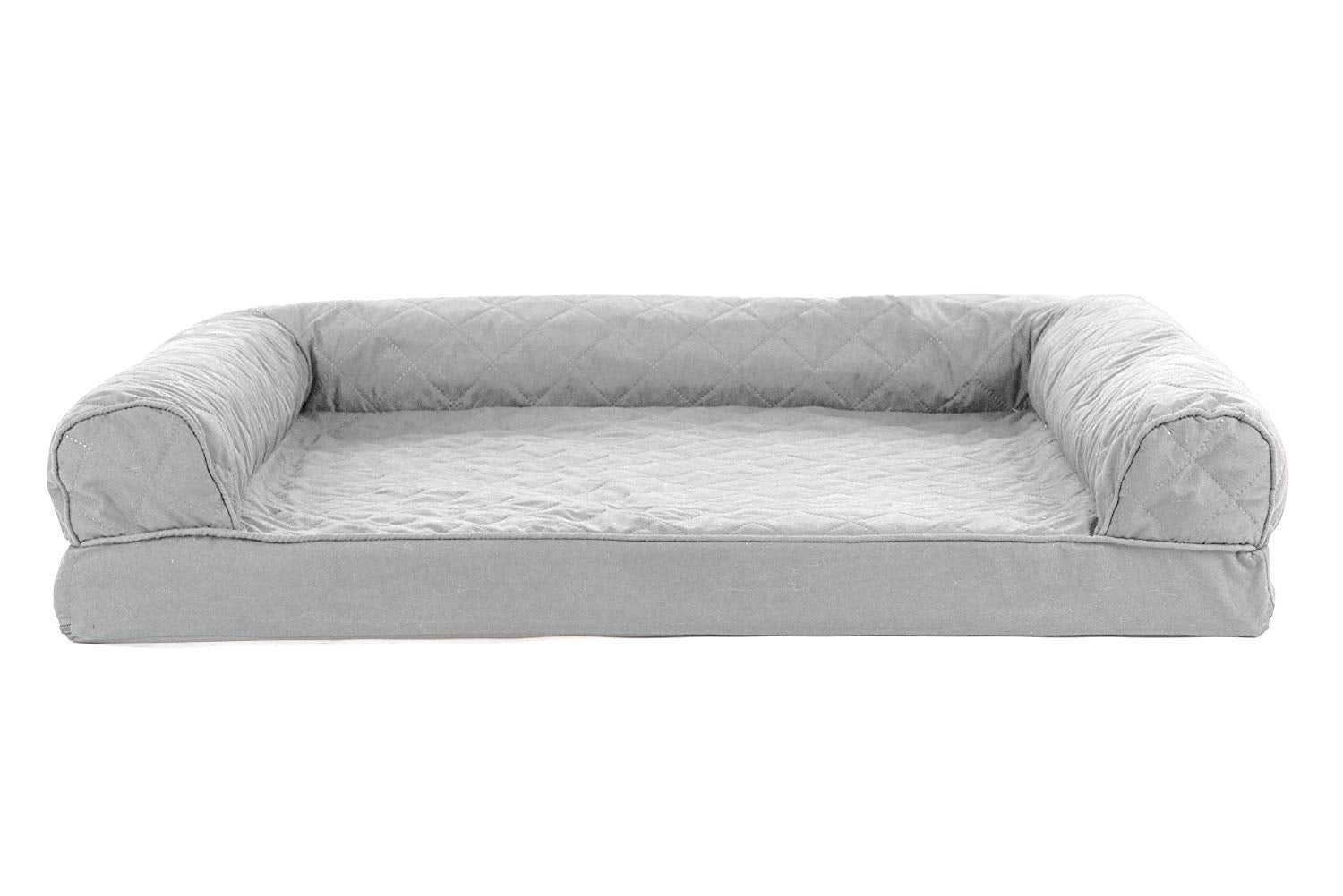 Furhaven Cooling Gel Dog Bed for Large/Medium Dogs w/ Removable Bolsters & Washable Cover, For Dogs Up to 55 lbs - Quilted Sofa