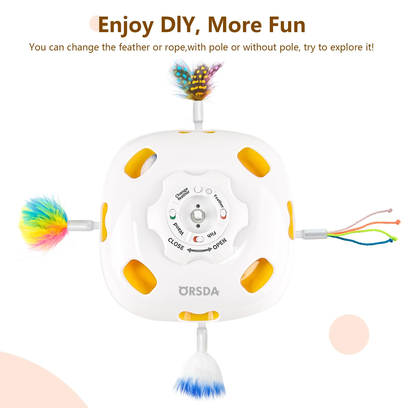 Orsda Interactive Cat Toys For Indoor Cats, Rechargeable Hide And Seek Cat Toy, Motion Cat Toys, Moving Ambush Feather (Y-Replac