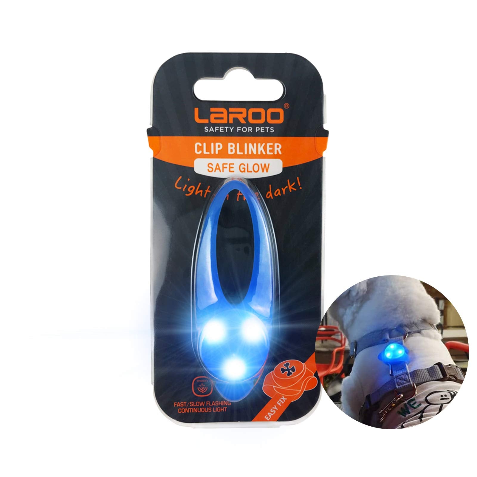 Laroo Dog Lights For Night Walking,Led Dog Collar Lights For Nighttime Clip On Light Up Dog Collar