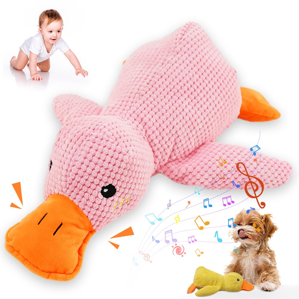Dog Toy, 2025 New Dog Calming Duck For Dogs With Quack-Quack Sound Duck, Durable Stuffed Chew Toys For Dogs Indoor Puppy (Pink)