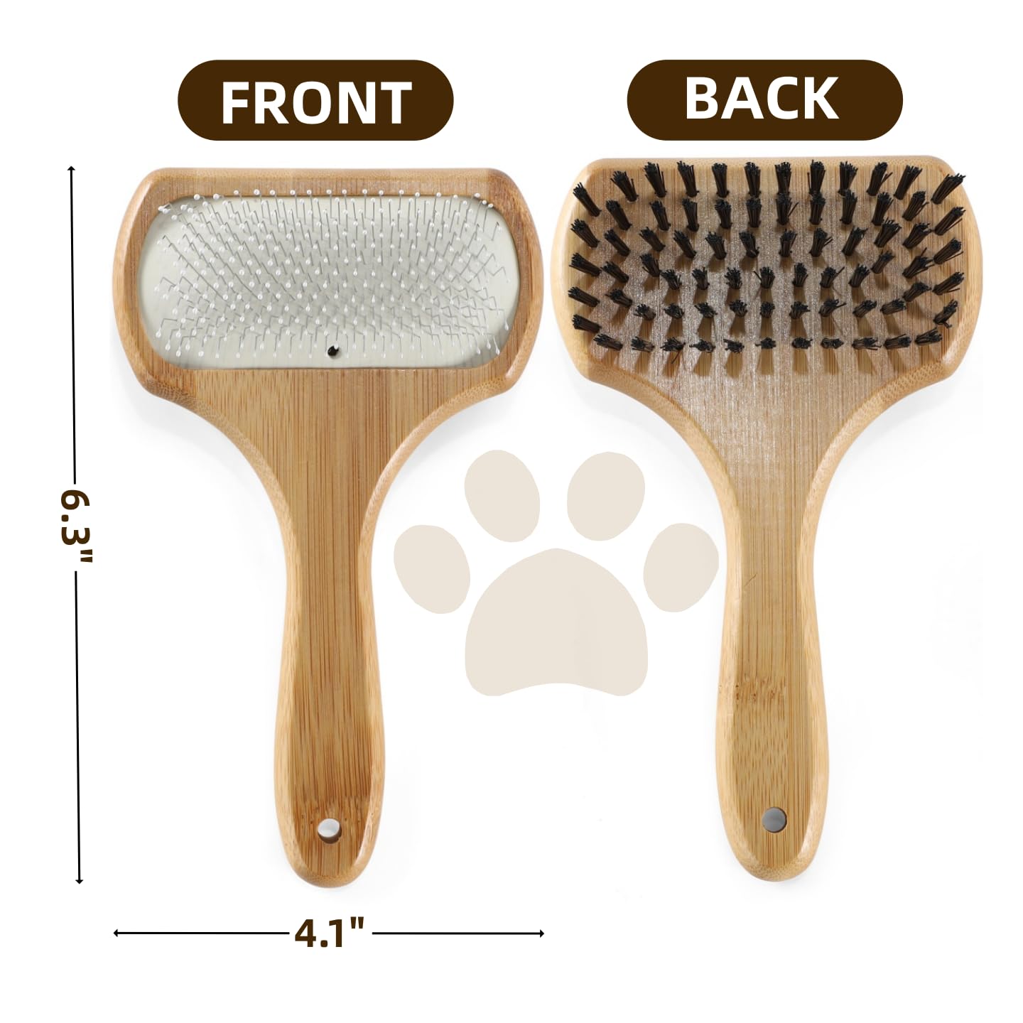 Vimfashi Double Sided Dog Grooming Brush For Long Or Short Haired Pets Dog Slicker Brush With Bamboo Handle For Removing Sheddin
