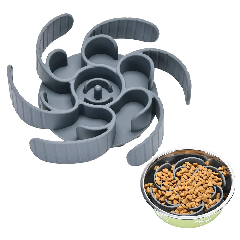 Slow Feeder Dog Bowls Insert,Third Generation upgradedSuper Firm Eating Bowl(Cuttable) for Large Breed and Medium Small Size Com