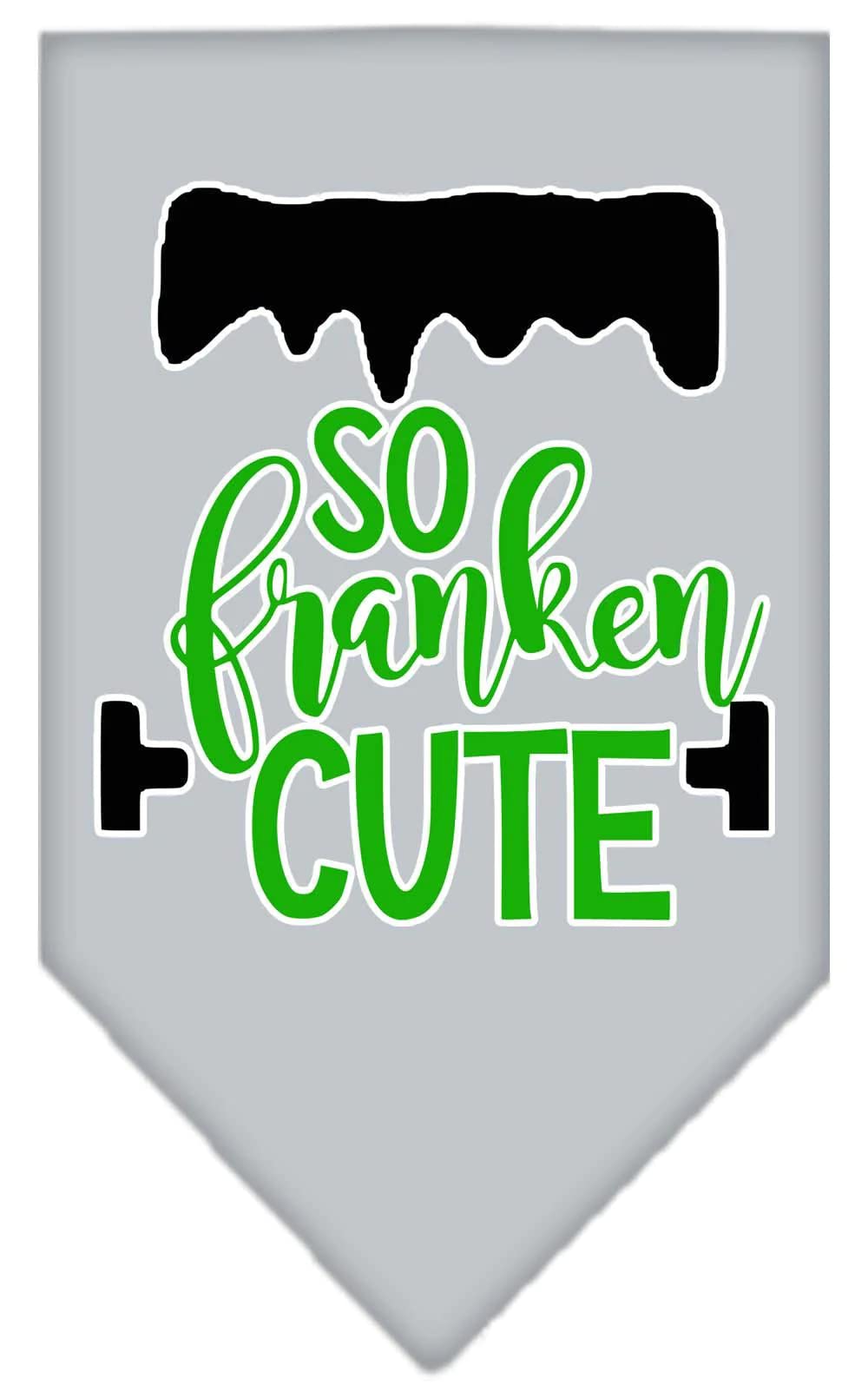 Halloween Pet and Dog Bandana Screen Printed, "So Franken Cute" Light Pink Small