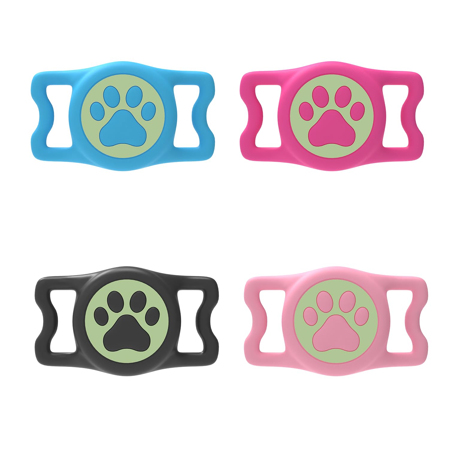 WhoseID IP68 Waterpoof Dog tag Holder, Stretchy Silicone Full Body Covered Apple Tag Holder for Dog Cat Collar Fit All Width Col