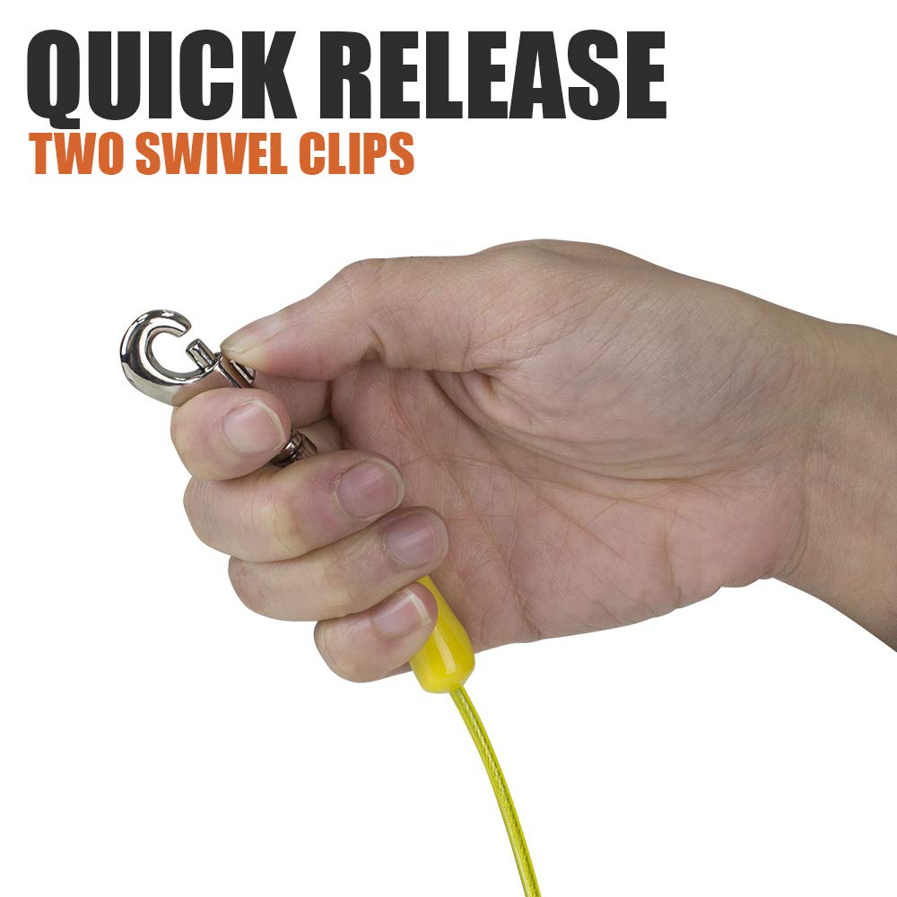 Bv Pet Tie Out Cable For Dogs Up To 90/125/ 250 Pounds, 25/30 Feet (35Lbs/ 15Ft/ Yellow)