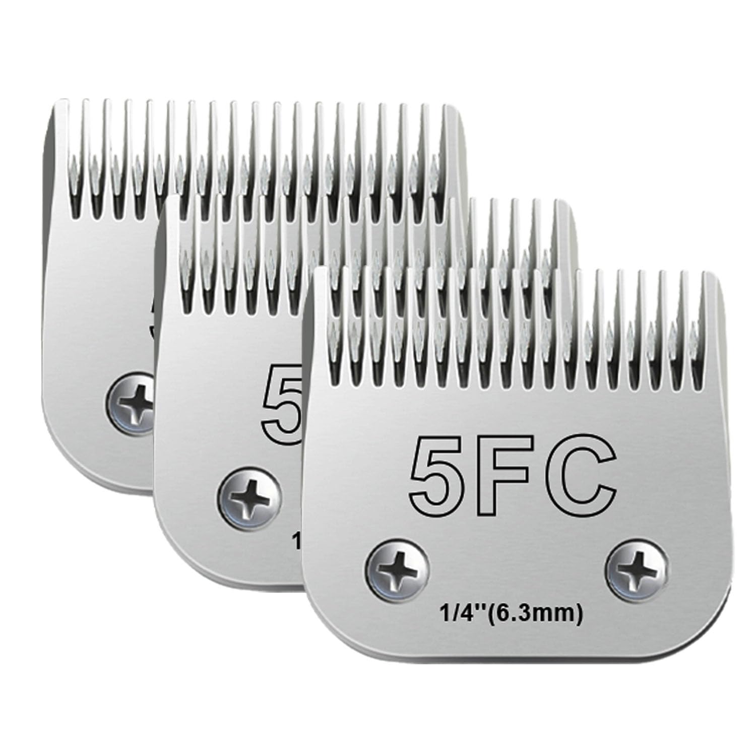 3Pcs 5Fc Blades For Dog Grooming Blades Compatible With Andis,Oster A5,Wahl Km10 Dog Clippers,Size-#5Fc, 1/4-Inch Cut Length (6.
