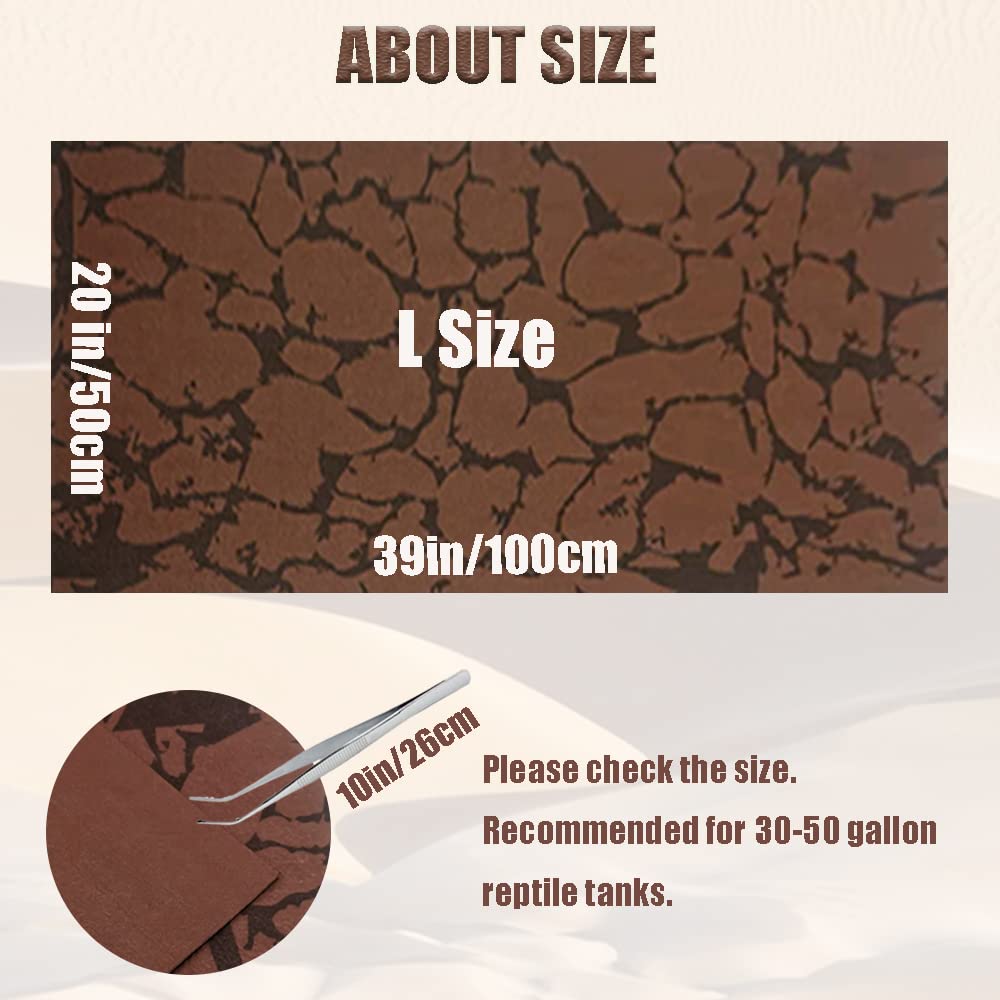 Tfwadmx Reptile Carpet Sand Mat For Bearded Dragon Terrarium Substrate Liner Brown Reversible Lizard Bedding Mats For Cage Leopard Gecko Tortoise Turtle Snake Chameleon With Tweezer 20'X 39'(1 Pcs)