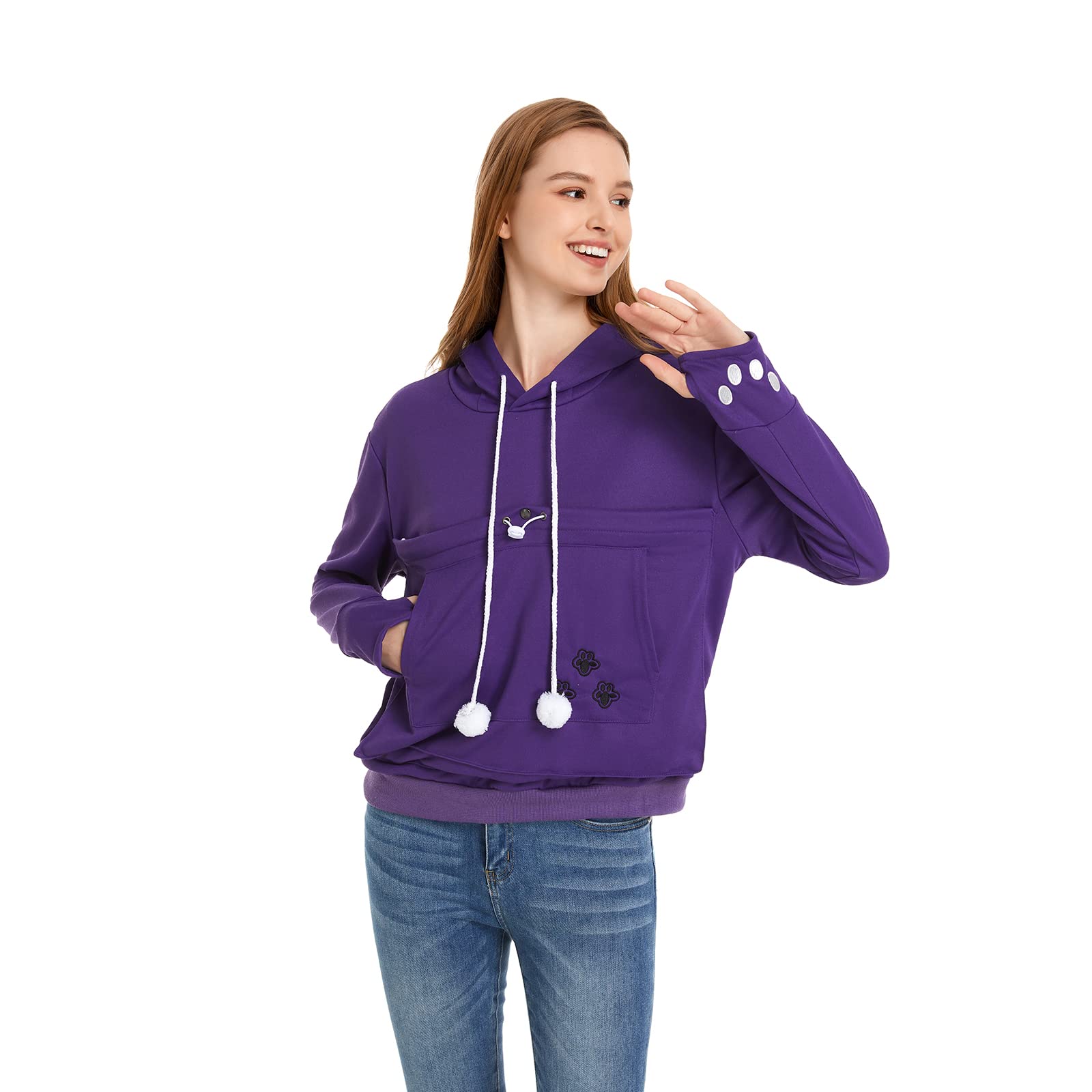 Unisex Big Pouch Hoodie Long Sleeve Pet Dog Holder Carrier Sweatshirt (Violet, Xl)