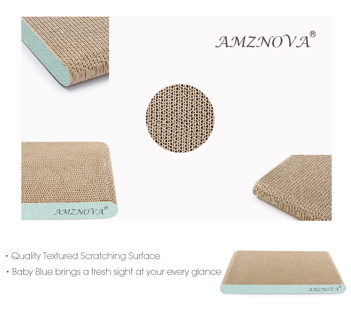 Amznova Cat Scratcher, Scratching Pad, Durable Recyclable Cardboard With Catnip, Extra Wide, Glitter Green