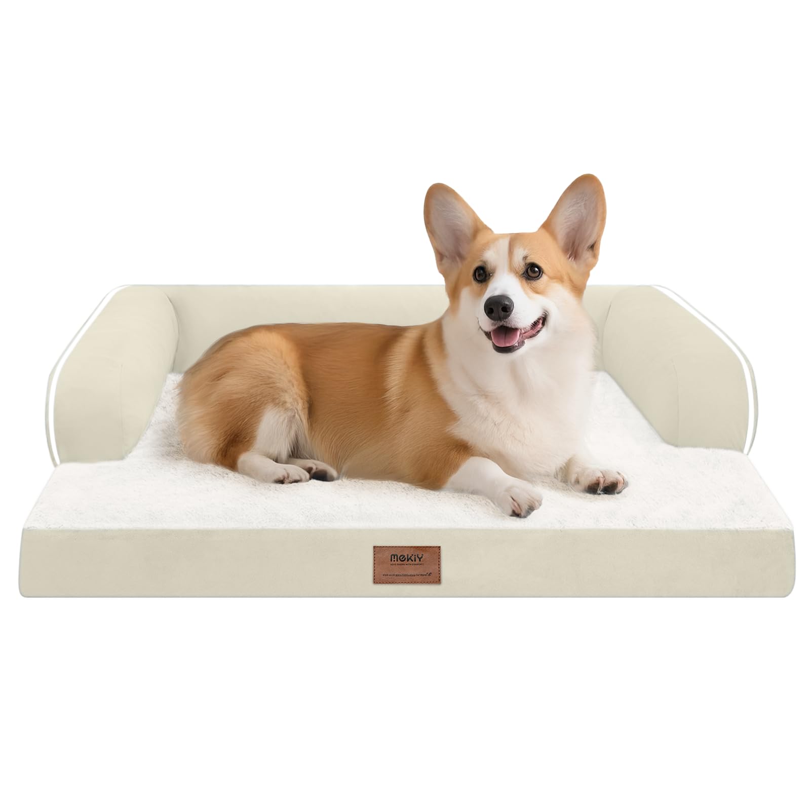 Dog Bed Medium Size Dog-Orthopedic Waterproof Bed for Dogs,Foam Couch Sofa with Washable Removable Cover & Non-Slip Bottom-Beige
