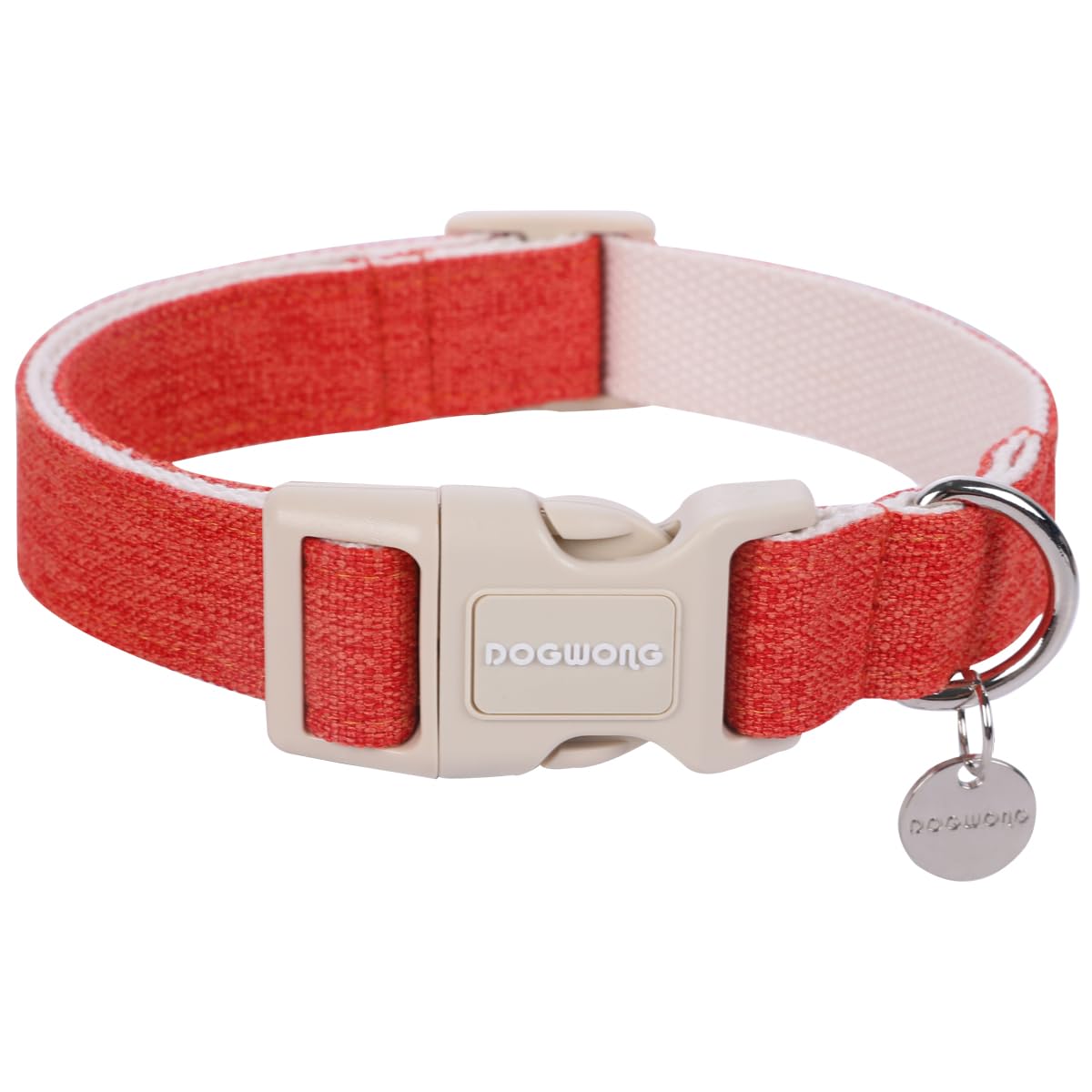 Dogwong Cotton Hemp Dog Collar, Heavy-Duty Orange Dog Collar Durable Soft Natural Fabric Pet Dog Collar Cute Fall Puppy Necklace