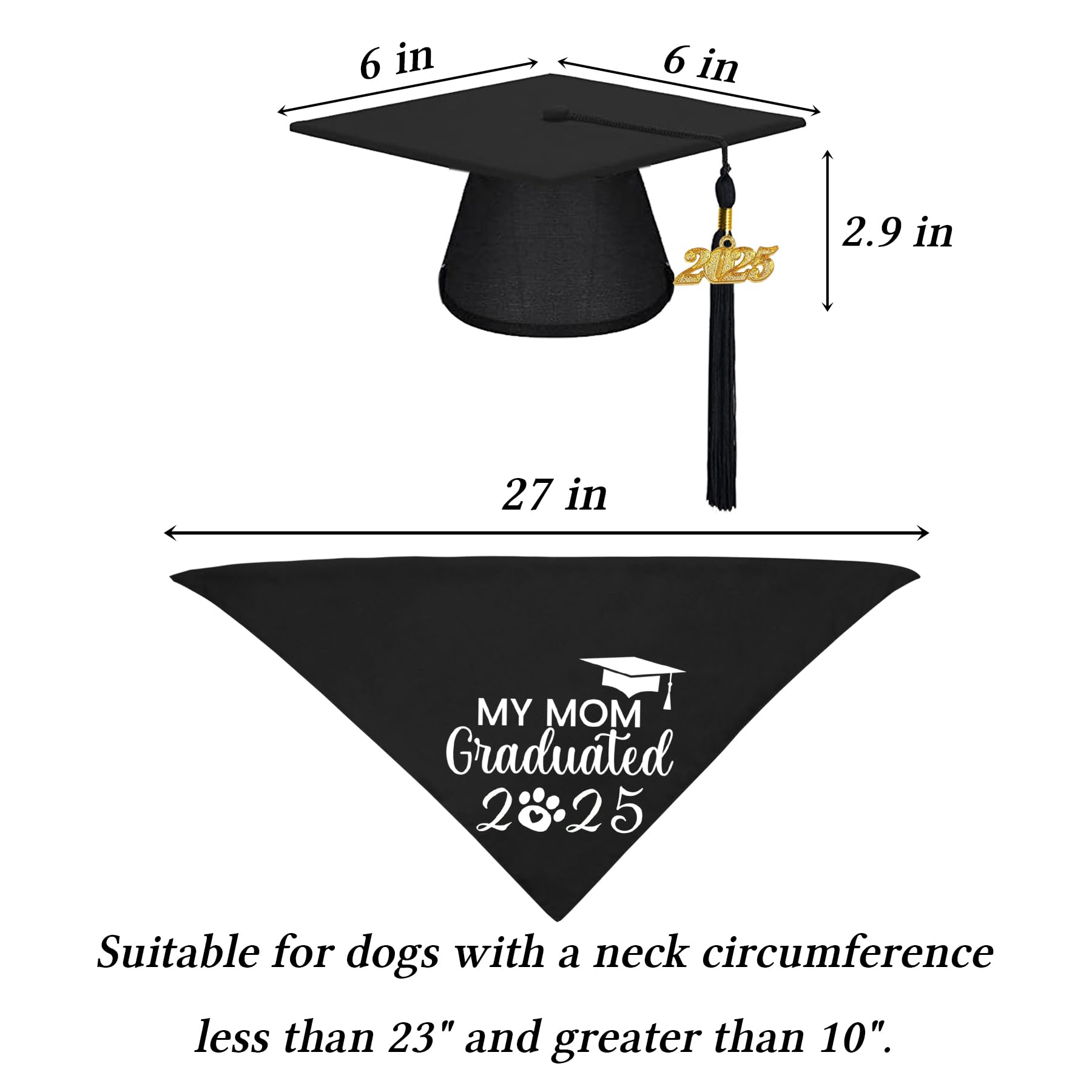 STMK Dog Graduation Cap Bandana, Graduation Dog Cap with 2025 Tassels Dog Graduation Outfits Gifts Graduation Bandana for Small