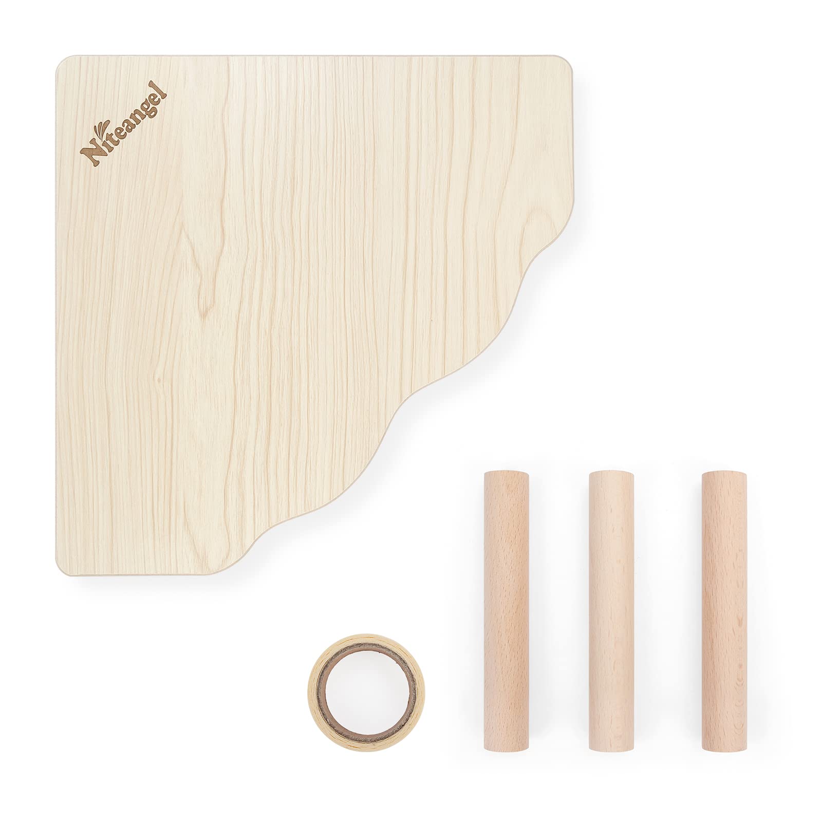 Niteangel Hamster Play Wooden Platform For Dwarf Syrian Hamsters Gerbils Mice Degus Or Other Small Pets (Triangle - 5.9'' Height, Burlywood)