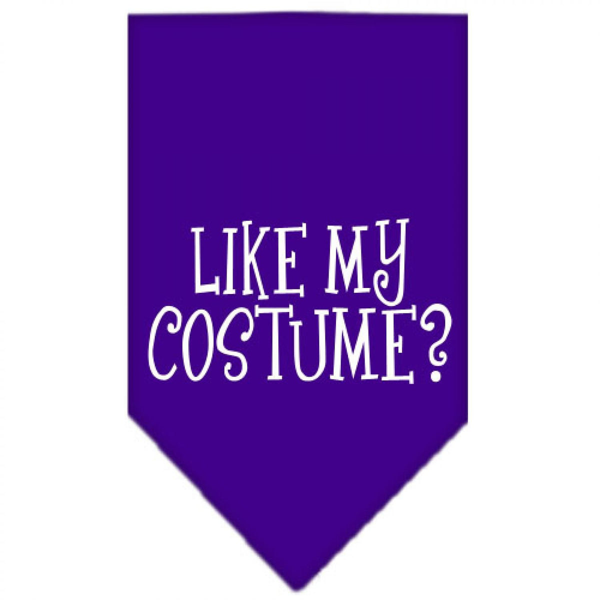 Halloween Pet and Dog Bandana Screen Printed, &quot;Like My Costume?&quot; Purple Small