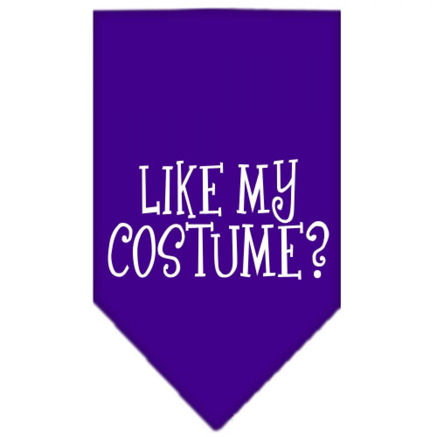 Halloween Pet and Dog Bandana Screen Printed, "Like My Costume?" Purple Large