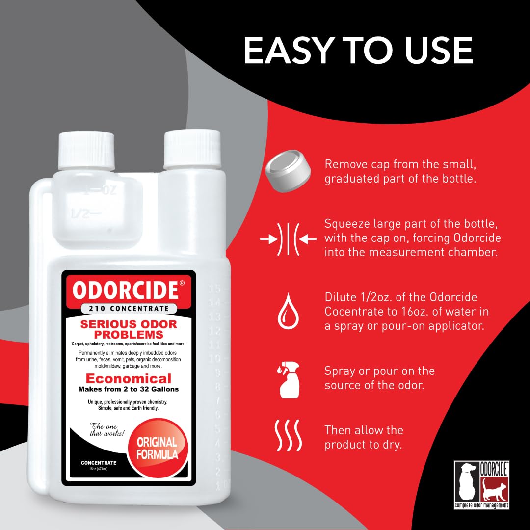 Odorcide Odor Eliminator Concentrate: Odor Eliminator for Strong Odor on Carpets, Hardwood & More - Smoke, Sweat & Pet Odor Elim