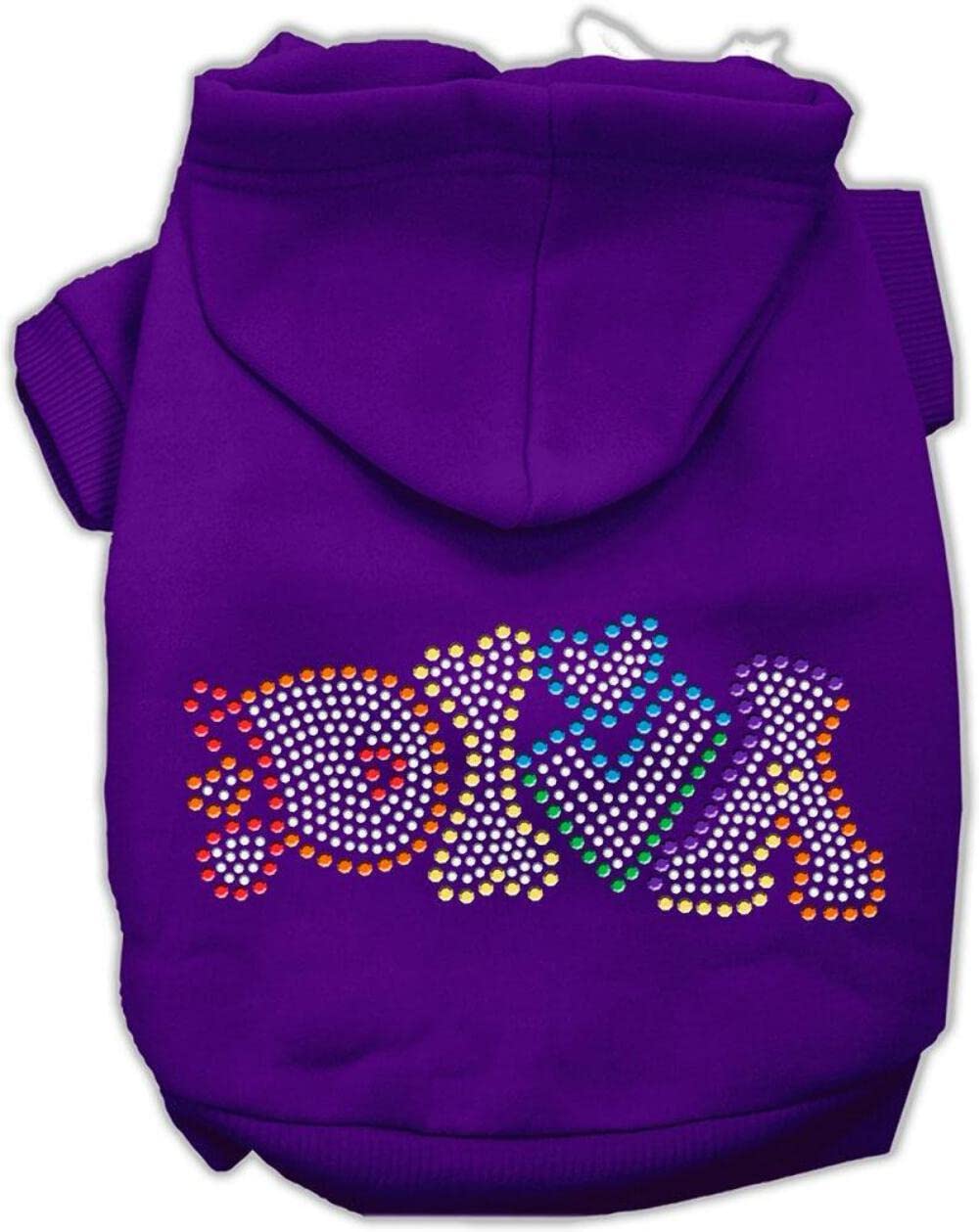 Mirage Pet Products 8' Technicolor Diva Rhinestone Pet Hoodie, X-Small, Purple