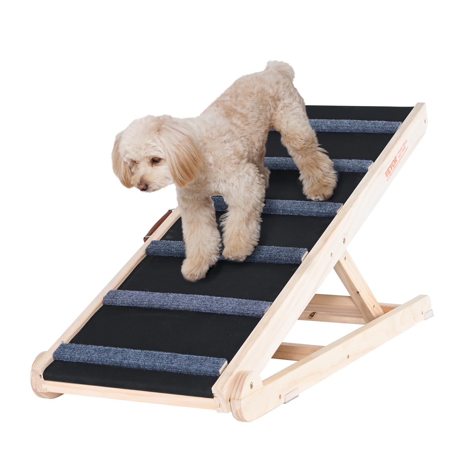 Vevor Dog Ramp, Folding Pet Ramp For Bed, Adjustable Dog Ramp For Small, Large, Old Dogs & Cats, Wooden Pet Ramp With 41.3' Long Ramp, Adjustable From 13.77' To 25.59', Suitable For Couch, Sofa, Car