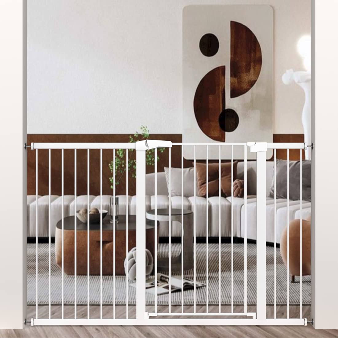 Extra Tall Baby Gate Stand 38' Tall - 46.06'-48.82' Wide Long Walk Through Pet Gate For Kids Or Large Pets - Metal Pressure Mounted Safety Gate