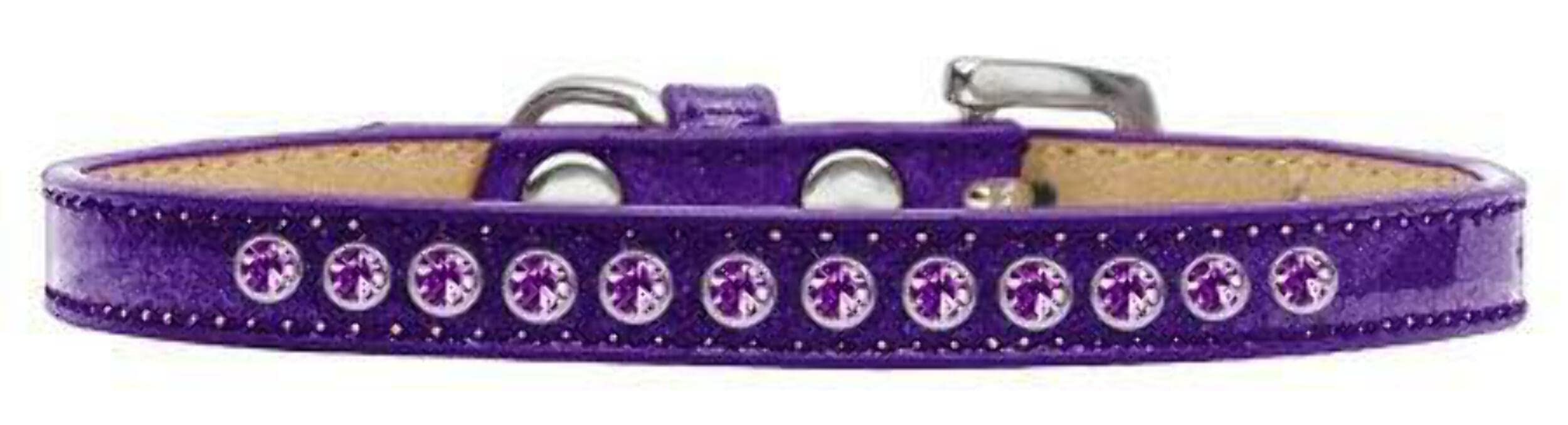 Dog, Puppy and Pet Ice Cream Collar, &quot;Purple Crystal Rimsets&quot; Silver 14