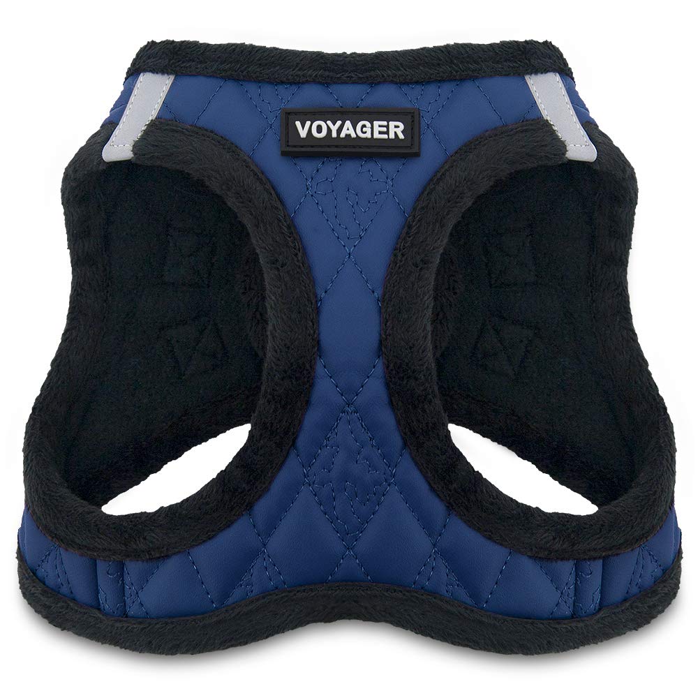 Voyager Step-In Plush Dog Harness - Soft Plush, Step In Vest Harness For Small And Medium Dogs By Best Pet Supplies - Royal Blue Faux Leather, Xl (Chest: 20.5 - 23')