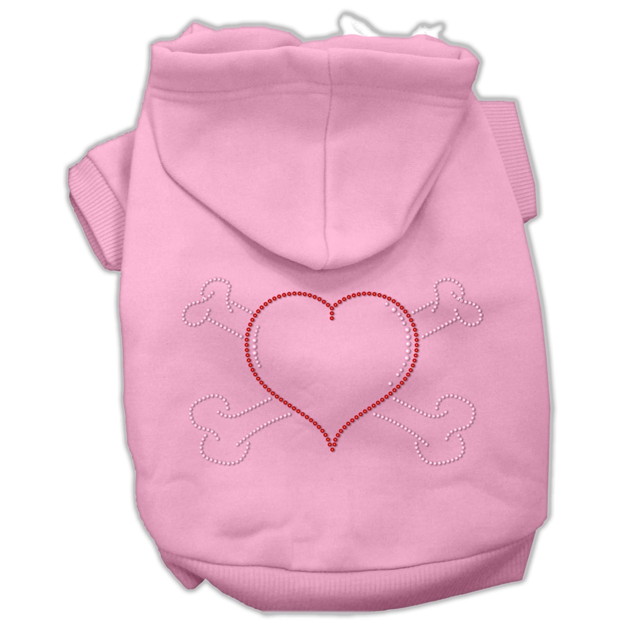 Mirage Pet Products Heart And Crossbones Hoodies, Pink, Medium/Size 12