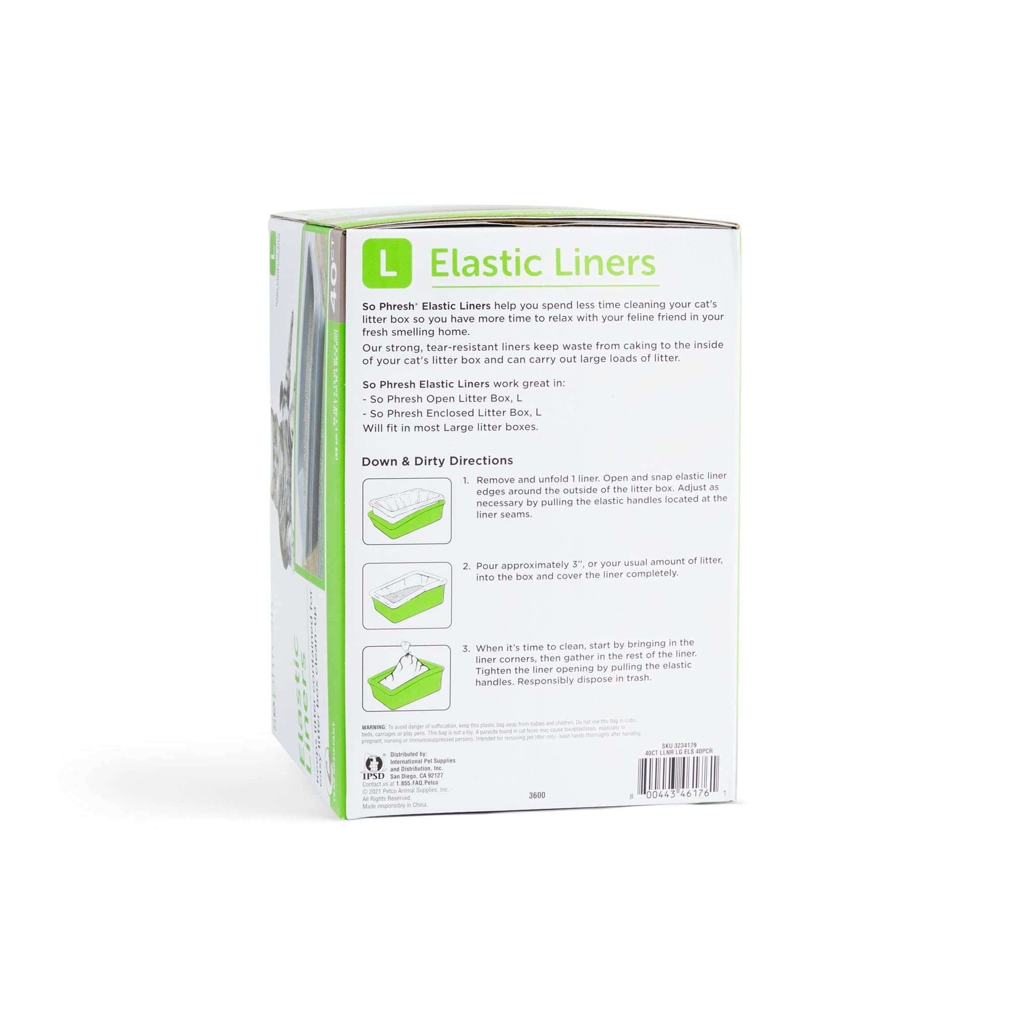 So Phresh Petco Brand Elastic Litter Liners For Cats, 35' L X 15' W, Count Of 40, Large