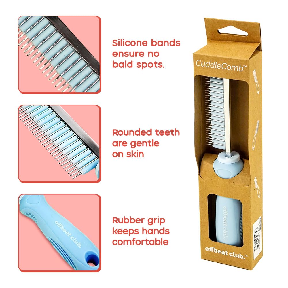 Guineadad Cuddlecomb - Pet Brush For Dogs, Cats, Rabbits, And Guinea Pigs - Rubber Grip, Silicone Bands For Shedding, Molting, And Shiny Coat (Short)