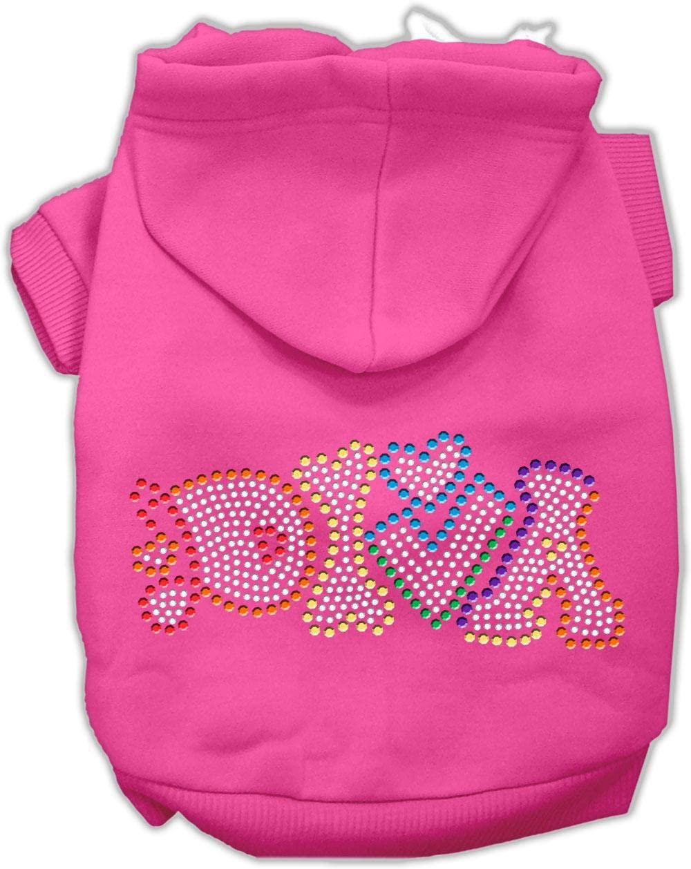 Pet, Dog & Cat Hoodie Rhinestone, 'Technicolor Diva' Bright Pink 3Xl (25-35 Lbs.)