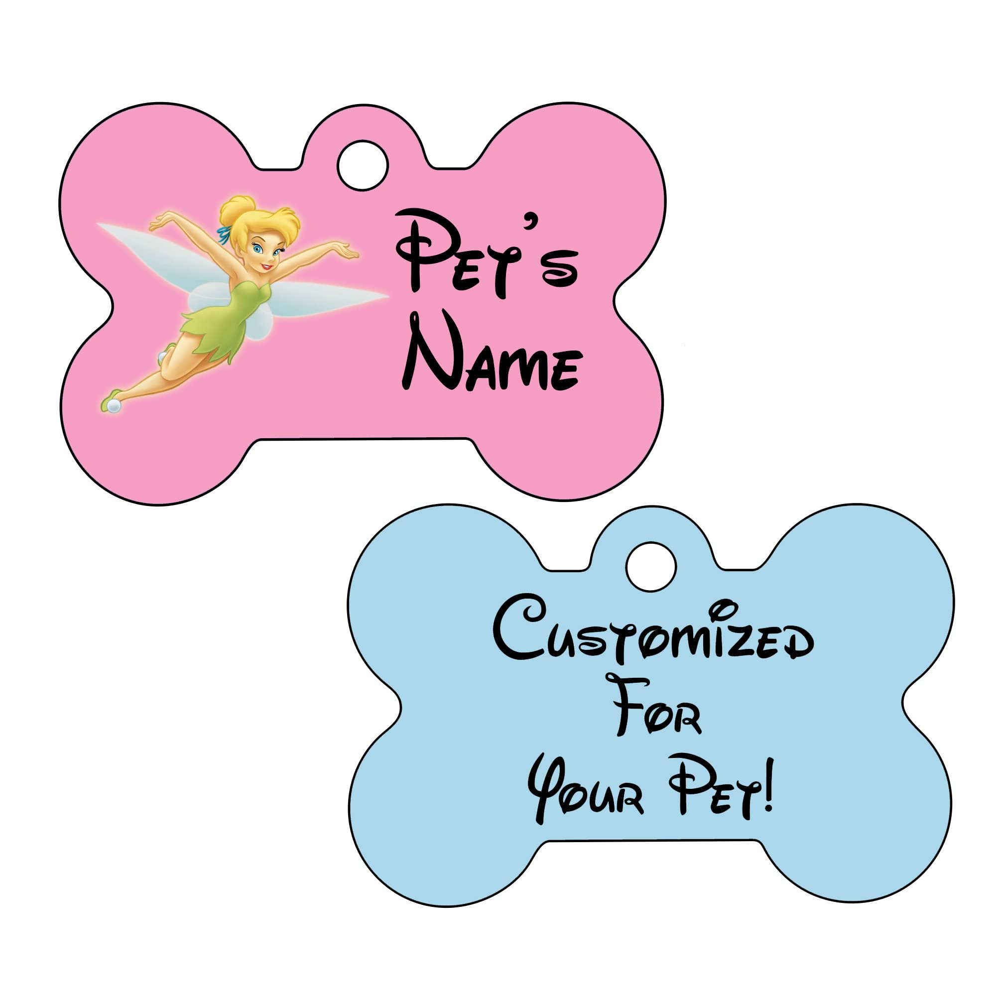 Udesignusa Double Sided Pet Id Tags For Dogs & Cats Personalized For Your Pet (Tinkerbell, Bone Shaped)