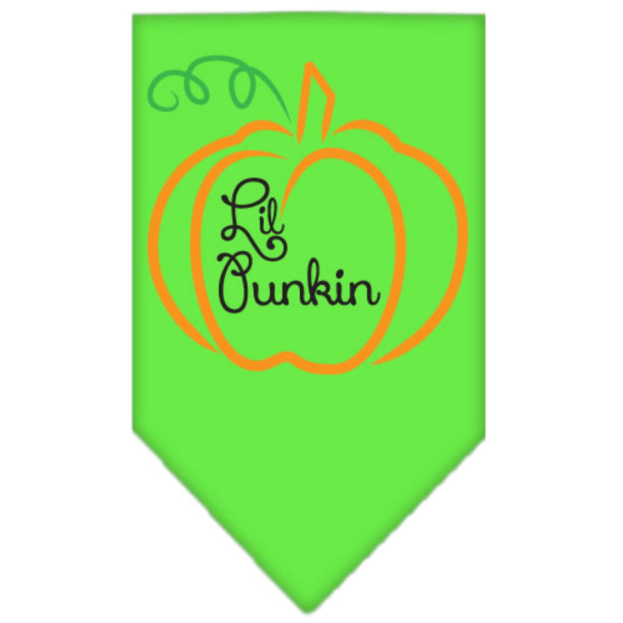 Halloween Pet and Dog Bandana Screen Printed, "Lil Punkin" Lime Green Large