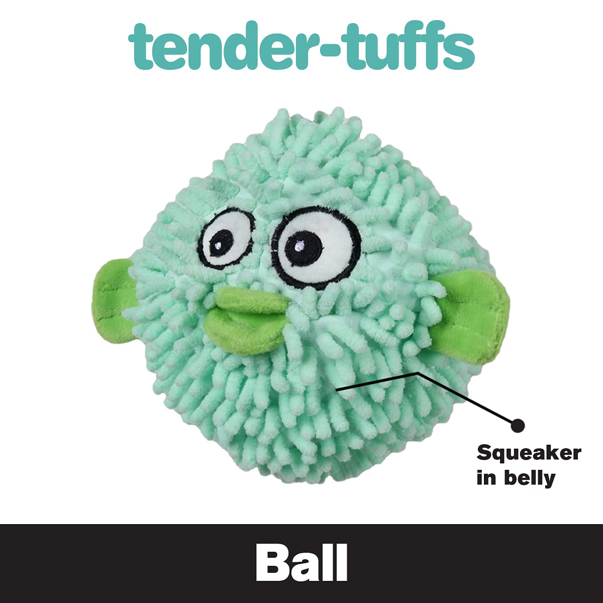 SmartPetLove Snuggle Puppy Tender-Tuffs Ball - Round Pufferfish Tough Dog Toy - Cute and Fun Plush Ball with Squeaker