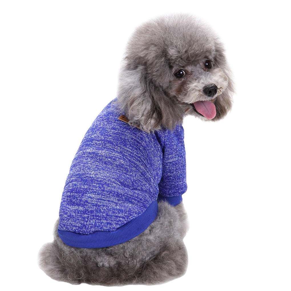 Jecikelon Pet Dog Clothes Dog Sweater Soft Thickening Warm Pup Dogs Shirt Winter Puppy Sweater For Dogs (Dark Blue, L)