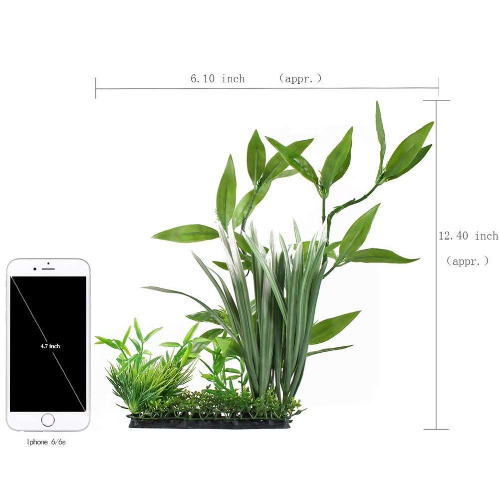 Cnz Aquarium Decor Fish Tank Decoration Ornament Artificial Plastic Plant Green 13' Tall