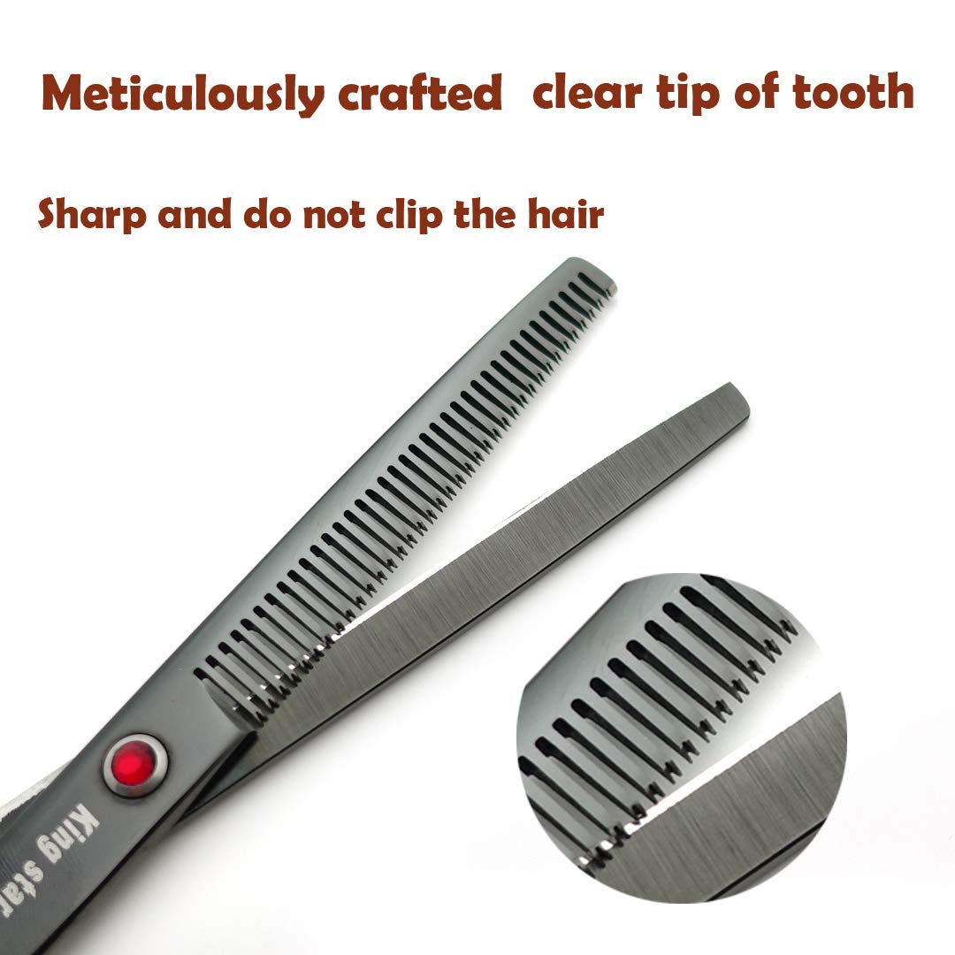 7.0In Titanium Professional Dog Grooming Scissors Set,Straight & Thinning & Curved Scissors 4Pcs Set For Dog Grooming Bright Bla