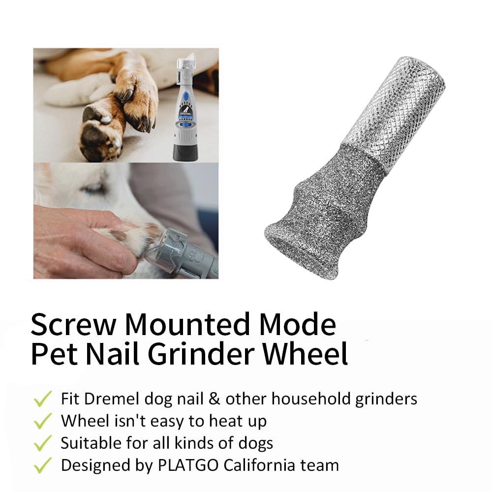 PLATGO Diamond Dog Nail Dremel Tool - Screw-Mounted for Long-Haired Dogs, Nail Care & Polishing Bits