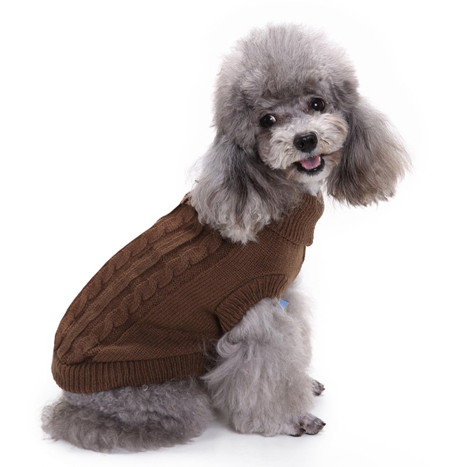 Chborchicen Small Dog Sweaters Knitted Pet Cat Sweater Warm Dog Sweatshirt Dog Winter Clothes Kitten Puppy Sweater (Xx-Small, Br