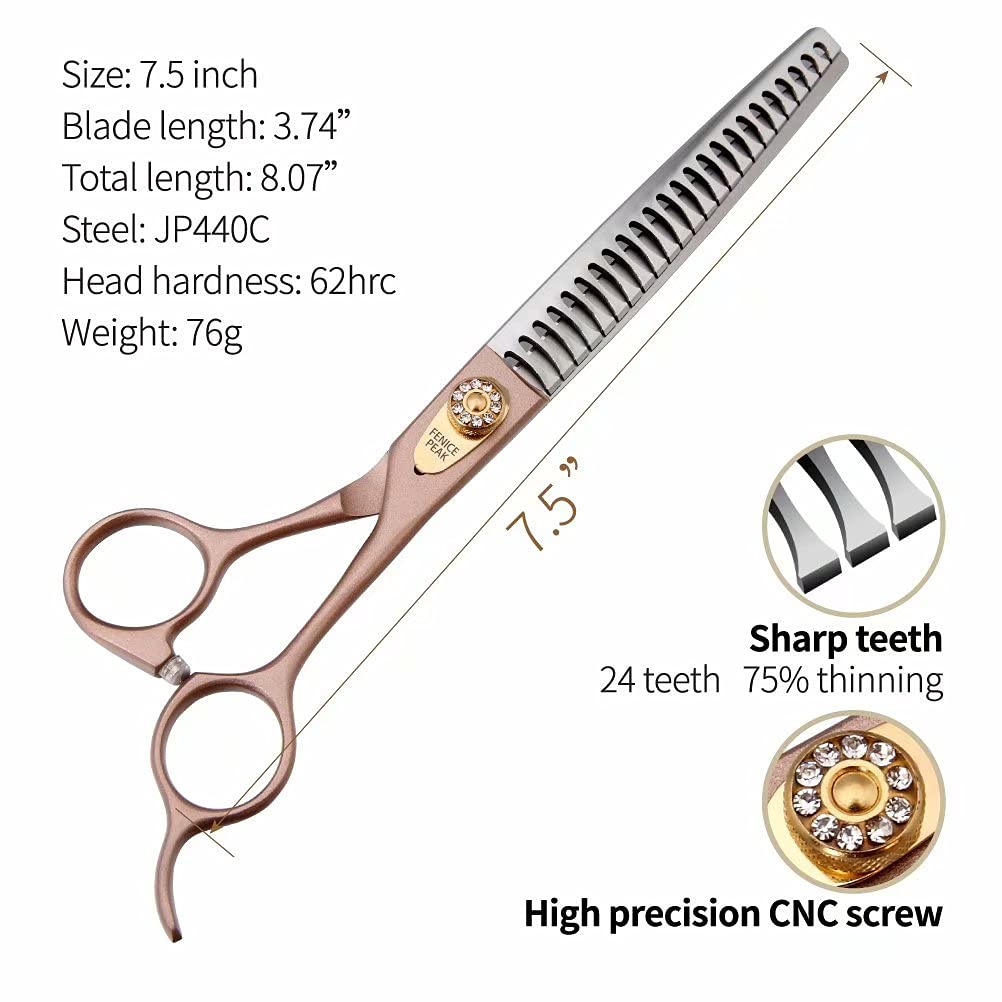 Fenice Peak Thinning Shears For Dogs And Cats Pet Grooming Scissors Chunkers Shears 440C Stainless Steel Professional Dog Trimmi