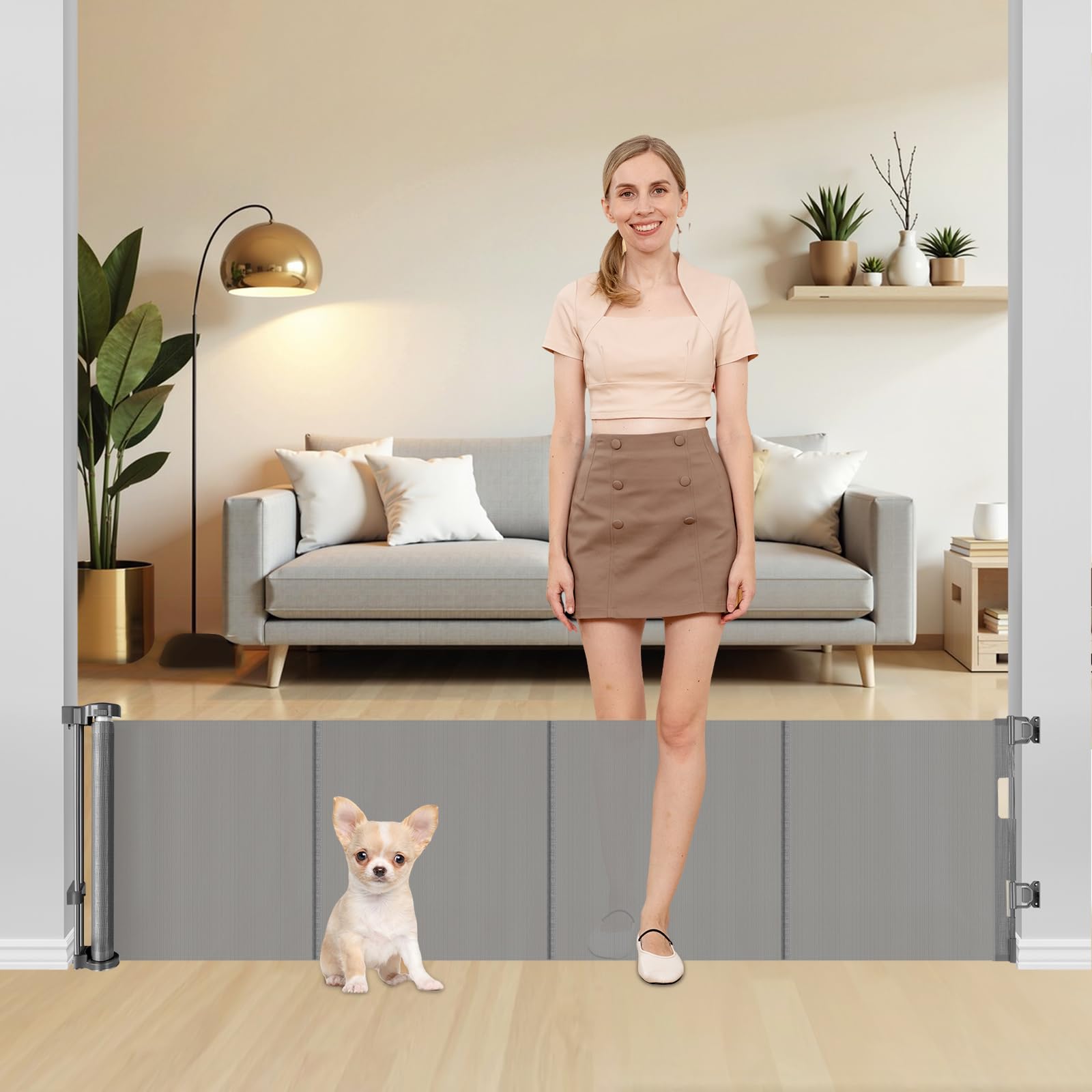 20 Inch Tall x 80 Inch Extra Wide Short Dog Gate to Step Over, Small Dog Gate for The House, Short Pet Gate Indoor Outdoor Puppy