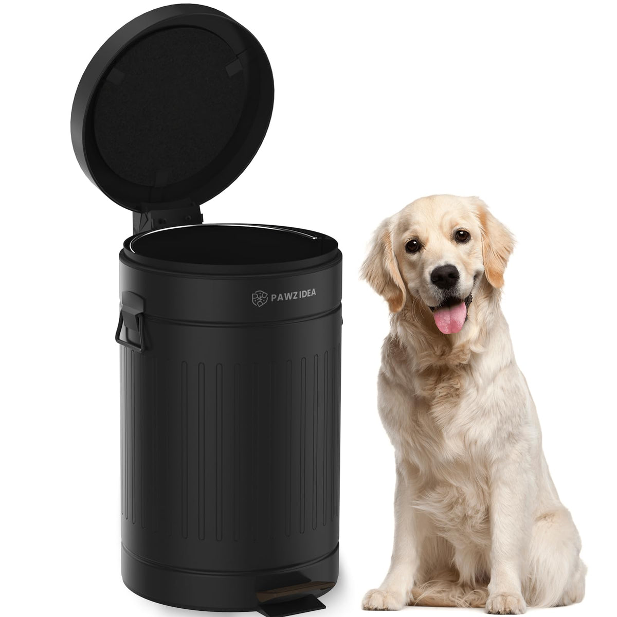 Pawzidea Dog Poop Trash Can Outside Odor Control, 3.1Gallon Large Dog Poop Can Outdoor With Lid, Waterproof Dog Waste Trash Can,