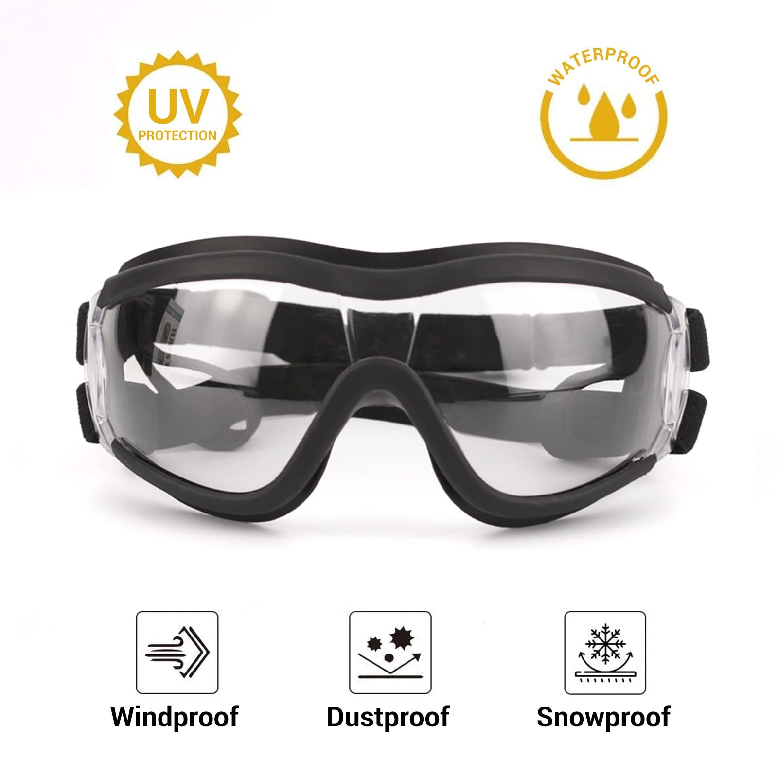 Namsan Clear Dog Goggles Large Breed, Uv-Protection Doggie Sunglasses For Medium To Large Dogs, Outdoor Dog Eye Protection, Anti
