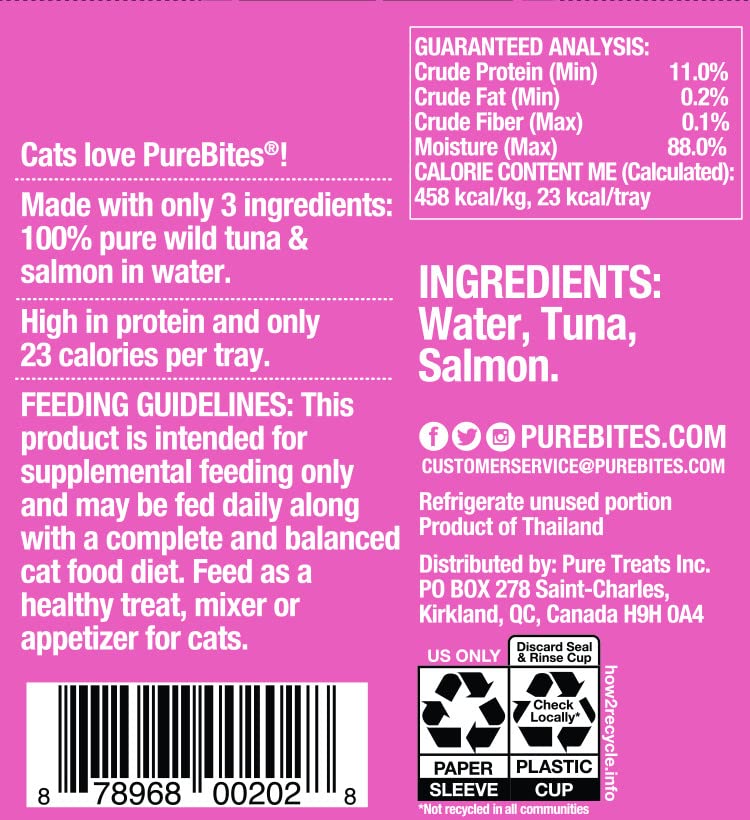PureBites Tuna & Salmon Mixers for Cats, only 3 Ingredients, case of 12