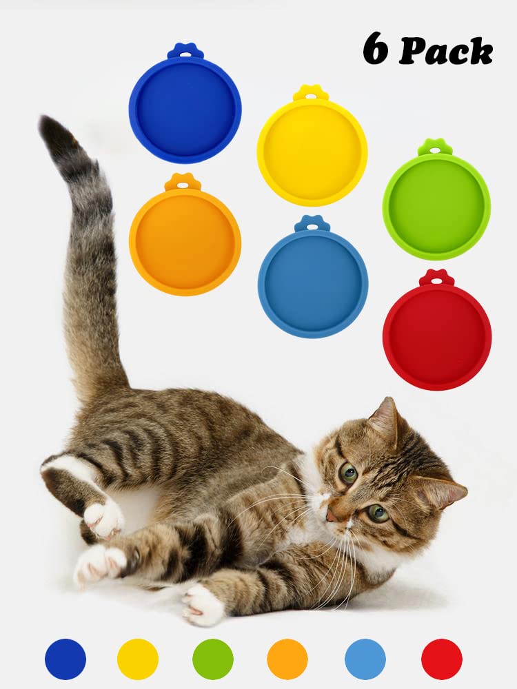 Comtim Cat Food Can Lids, Silicone Small Pet Food Can Lids Covers for 3 oz Cat Food Cans (Multiple)
