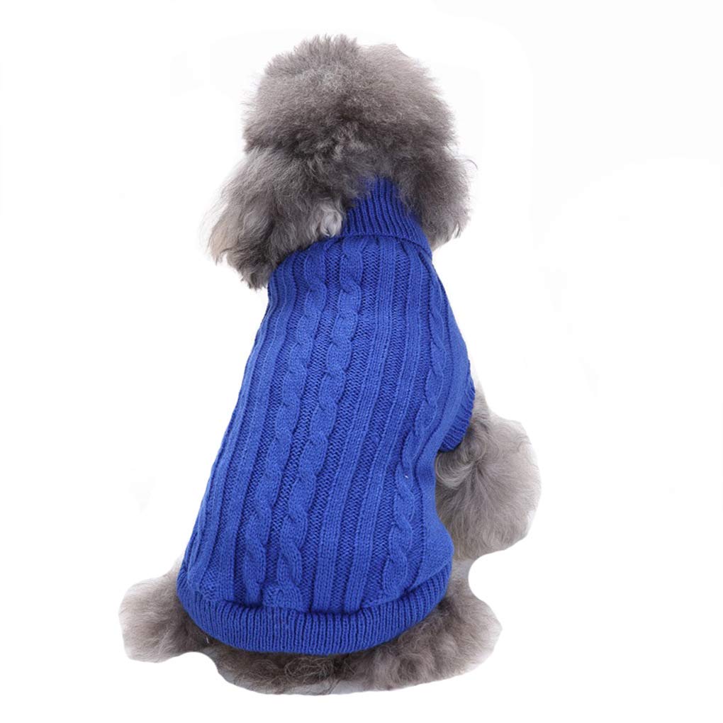 Small Dog Sweaters Knitted Pet Cat Sweater Warm Dog Sweatshirt Dog Winter Clothes Kitten Puppy Sweater (Medium,Dark Blue)