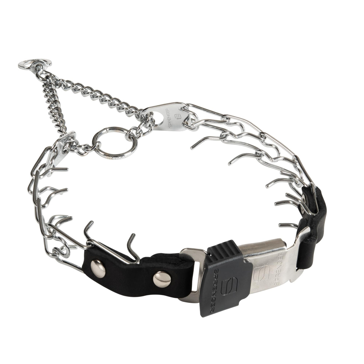Herm Sprenger Prong Collar For Dog Training With Easy Quick Release Cliclock & Swivel Ring - German Made Dog Collar With Chrome 