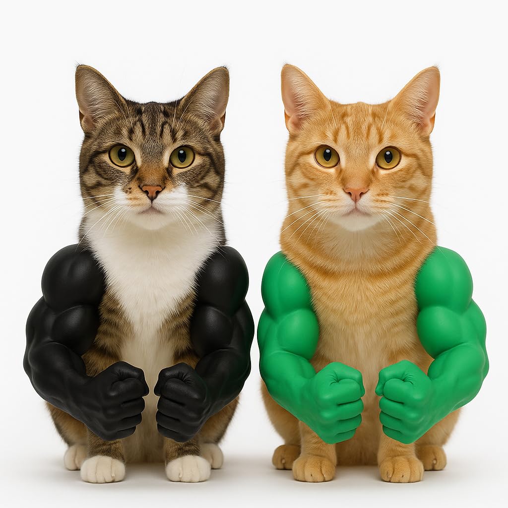 2 Pack Cat Kitten Clothes Costume - Pet Halloween Muscle Arms Costumes Outfits for Cats - Muscular Biceps Apparel