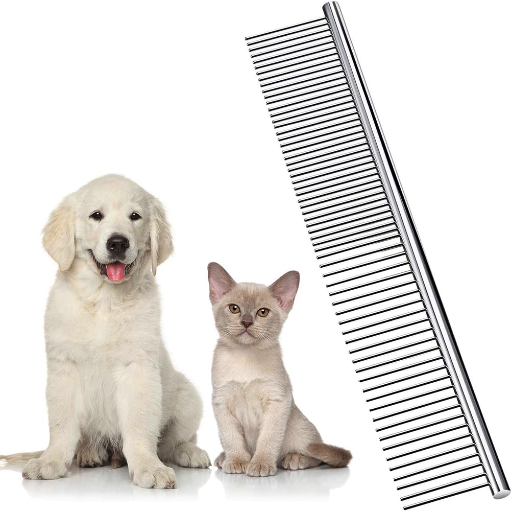 Dog Combs For Grooming, Metal Cat Comb For Removing Tangles And Knots, Professional Grooming Tool For Long Haired Dog, Cat And O